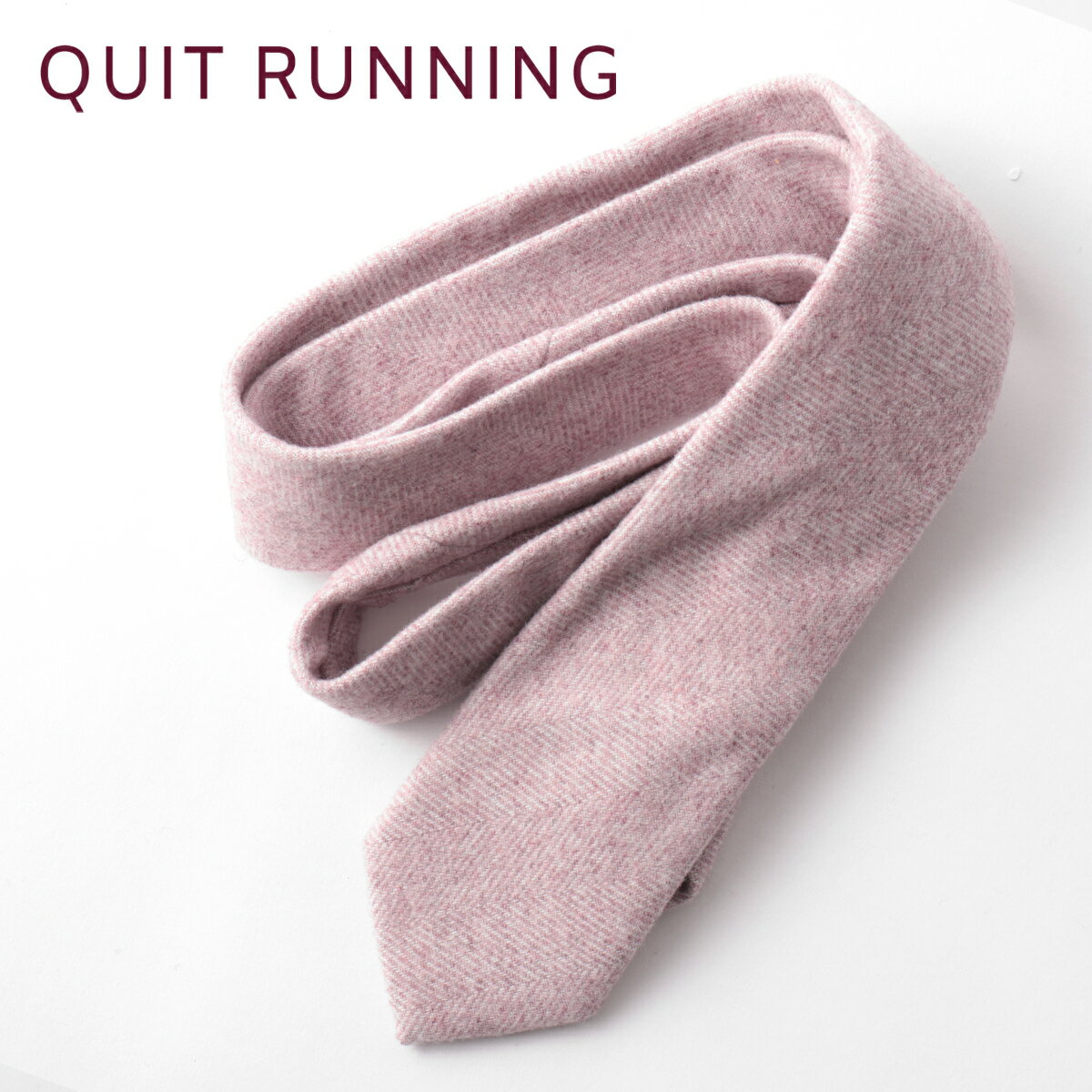 ウールネクタイ ハンドメイドツイード Quit Running ウールタイ 英国ブランド 男性 クイトランニング ダスティ ピンク ギフト BOX付 ハンドメイド 手洗い洗濯OK メンズ シンプル トラッド