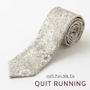 シルクネクタイ ナロータイ Quit Running フローラル フラワー 花柄 シルク ネクタイ ナロータイ ハンドメイド クイトランニング メンズ 英国ブラ...