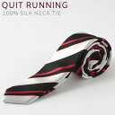 シルクネクタイ ナロータイ Quit Running ストライプ ブラック × ホワイト ハンドメイド クイトランニング メンズ英国ブランド 個性的 男性 メンズ ギフトトラッド 祝い 卒業式