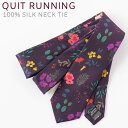 シルクネクタイ ナロータイ Quit Running フローラル フラワー 花柄 シルク ネクタイ ナロータイ ハンドメイド クイトランニング メンズ 英国ブラ...