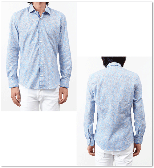 1 Like No Other 長袖シャツ HI BRAND 英国ブランド 花柄 メンズ 花柄シャツ ナチュラル フラワー WALTER Classic Natural Flower Bush Shirt ワン ライク ノー アザー 長袖 シャツ ブルー モッズファッション 1like2433s *l ギフト トラッド