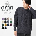 ARAN WOOLLEN MILLS ユニセックス レディース メンズ セーター アラン ウーレンミルズ クルーネック メリノウール ローゲージ ニット グレー ベージュ ホワイト グリーン ワインレッド ネイビー イエロー トラディショナル キャレイグ・ドン