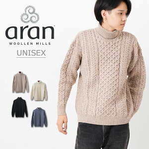 ARAN WOOLLEN MILLS タートルネックセーター ユニセックス レディース メンズ トラディショナル ポロネック アラン ウーレンミルズ メリノウール ホワイト ブラック ネイビー グレー ローゲージ ギフト キャレイグ・ドン CARRAIG DONN トラッド