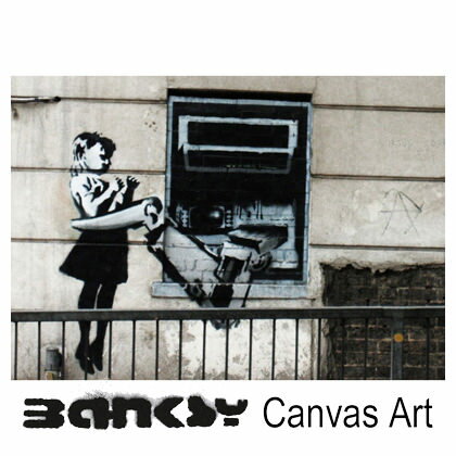 バンクシー 壁掛け アート アートパネル ポスター アートフレーム BANKSY CANVAS ART バンクシー "ATM Grab Girl " 60.5 x 40.5 絵画 絵 アート キャンバス キャンバスアート ウッド ロンドン グラフィティアート 落書き bagg ギフト トラッド