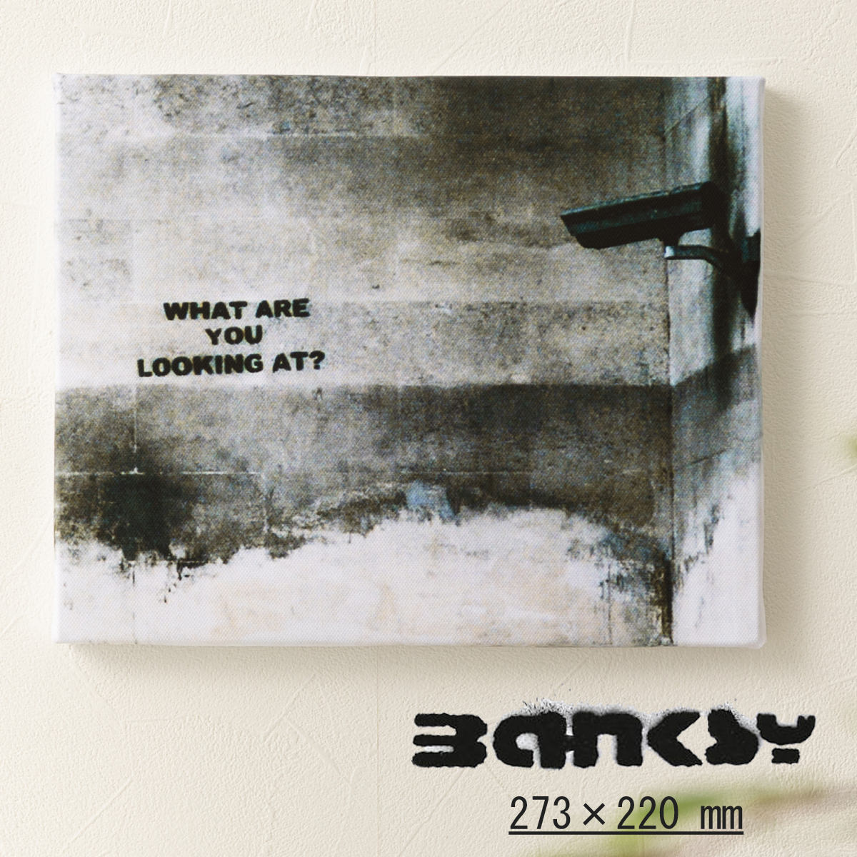 バンクシー BANKSY アートファインボード キャンバス アートファブリックパネル 273mm×220mm×20mm WhatAreYouLookingAt ...