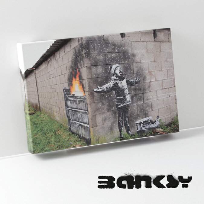 BANKSY CANVAS ART キャンバス アートファブリックパネル スモール "Seasons Greeting" 31.5cm × 21cm アート グリーティング ギフト トラッド