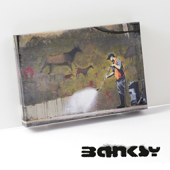 BANKSY CANVAS ART キャンバス アートファブリックパネル スモール Wall Washer 31.5cm 21cm アート 壁画 ギフト トラッド
