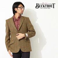 ハリスツイード バックトラウト Harris Tweed ジャケット テーラード 英国製 ヘリンボーン Patrick ピュアニューウール100% マスタード Bucktrout メンズ ギフト トラッド