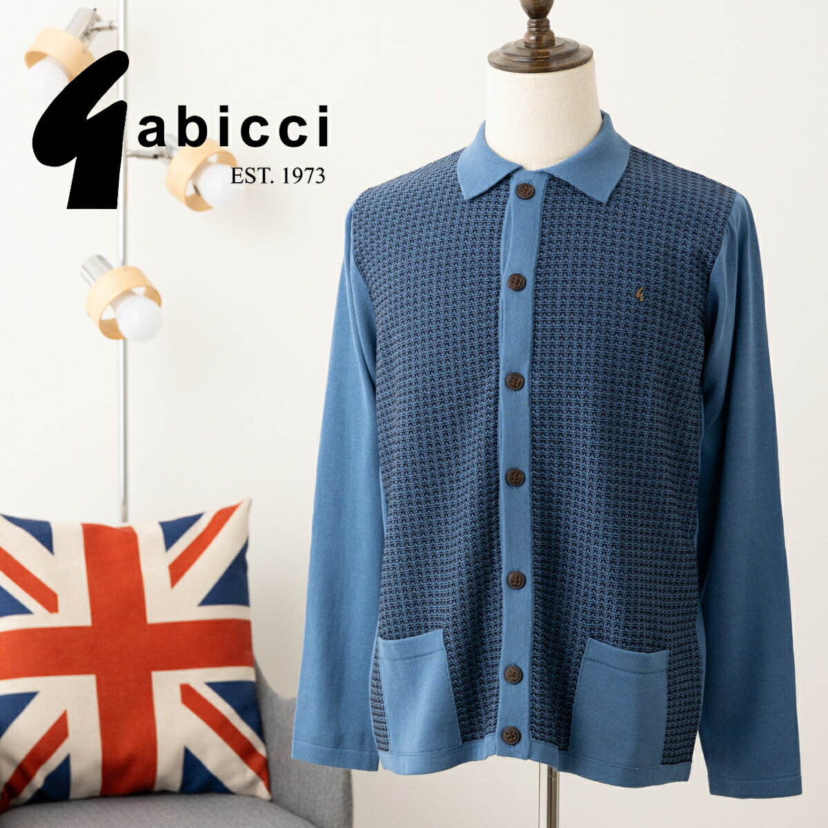Gabicci ガビッチ ニットカーディガン レトロポッド エアーフォース メタルバッジ ボタンスルー レトロ モッズファッション ギフト メンズ