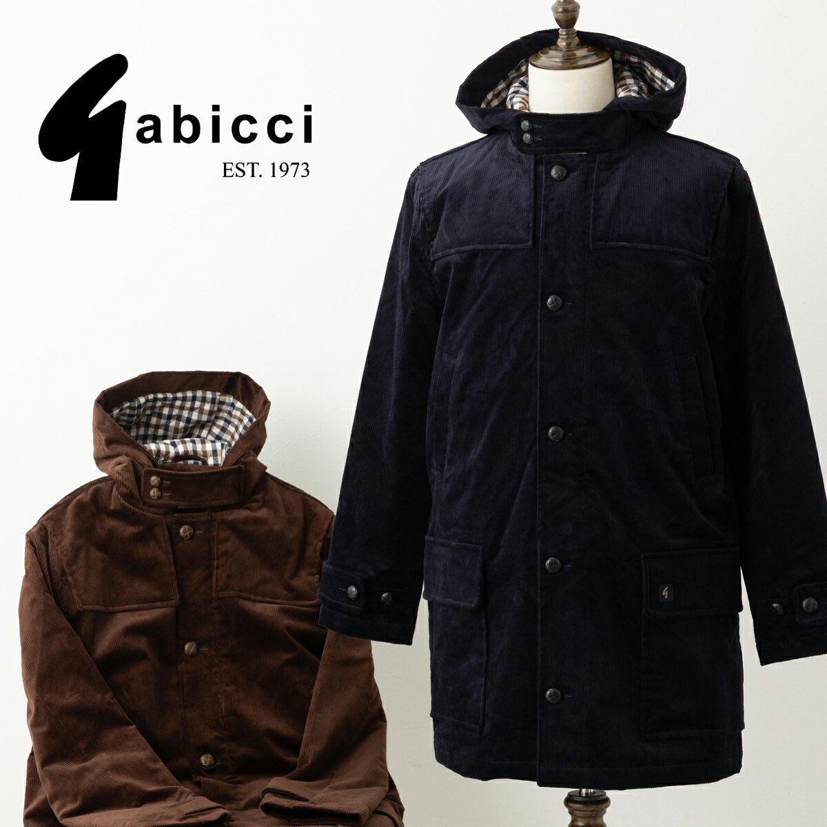 Gabicci ダッフルコート ガビッチ コーデュロイ ミディコート 2025AW 新作 クローブ ネイビー CHUCK レ..