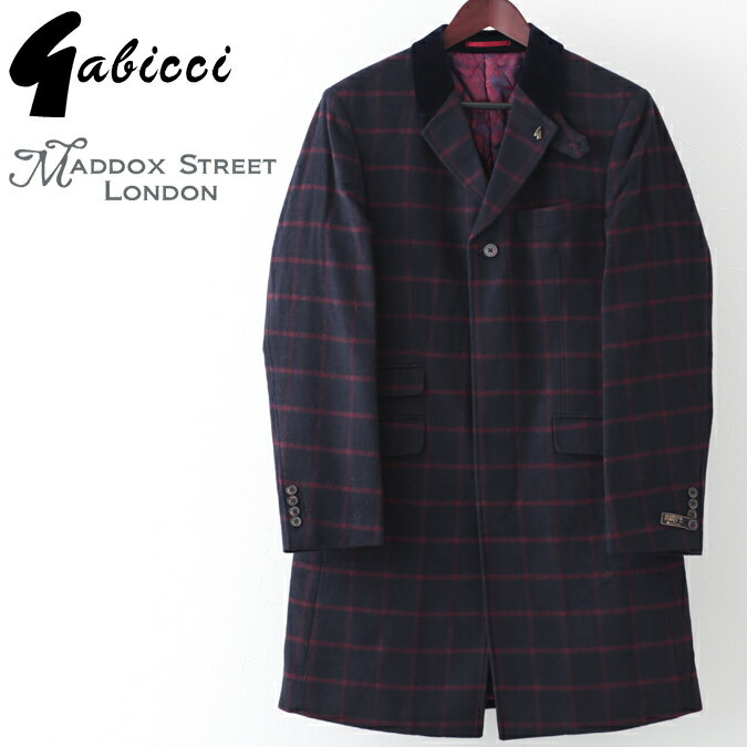 Gabicci メンズ チェスターコート ウール ガビッチ チェック ペイズリー キルティング Maddox Street London レギオン レトロ モッズファッション ギフト トラッド