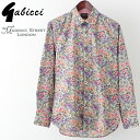 Gabicci メンズ 長袖シャツ ガビッチ フローラル Maddox Street London バジル レトロ モッズファッション ギフト トラッド