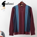 Gabicci メンズ コットン ポロシャツ 長袖 ガビッチ ストライプ メルロー レトロ モッズファッション プレゼント ギフト