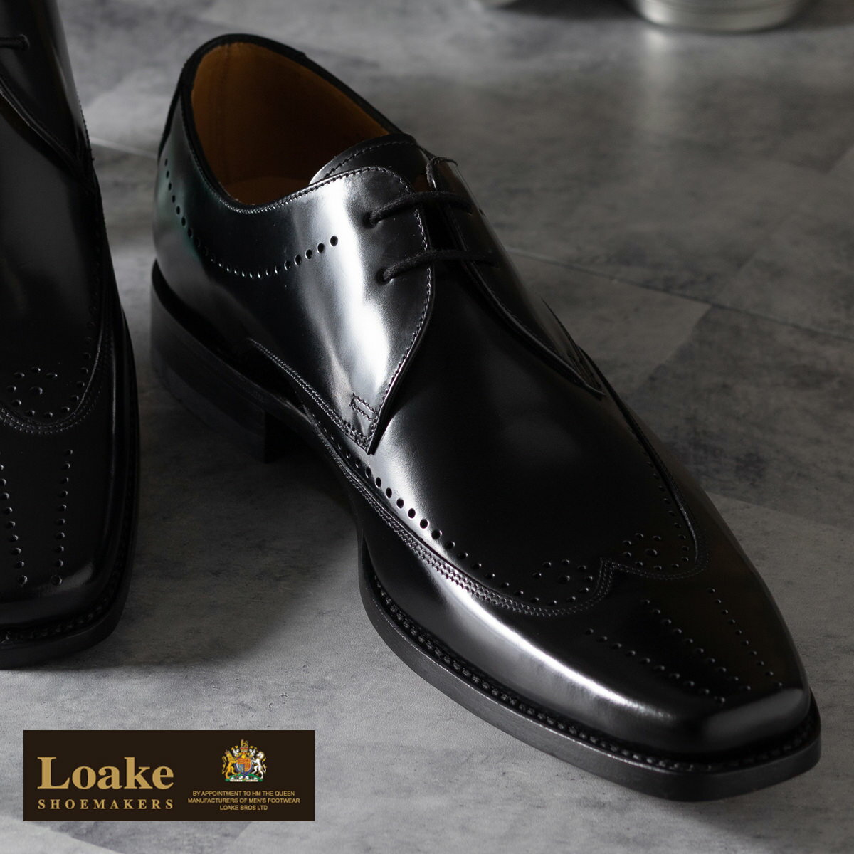 Loake England ローク 革靴 本革 メンズ Design Loake ブローグダービーシューズ ブラック ウイングチップ メダリオン BRYANT スクエアトゥ ドレスシューズ レザーシューズ 英国王室御用達 F 3E ビジネス カジュアル ギフト トラッド