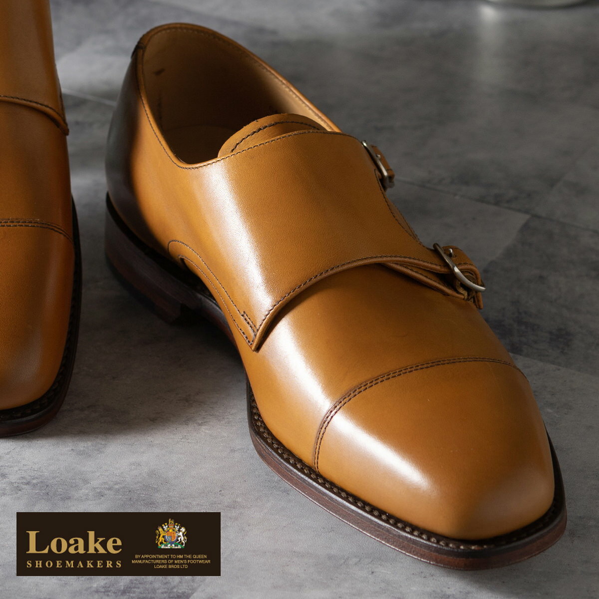 Loake England メンズ シューズ ロークイングランド モンクストラップ レザーシューズ 革靴 本革 1880 プレミアム F 3E CANNON ストレートチップ タン ブラウン 英国王室御用達 ビジネス フォーマル ギフト トラッド