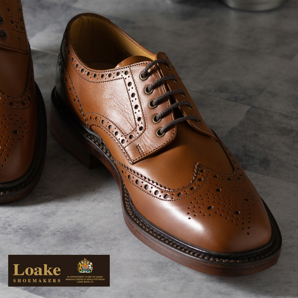 Loake England メンズ シューズ ロークイングランド 1880 レザーシューズ 革靴 本革 CHESTER プレミアム F 3E ウイングチップ マホガニー ブラウン メダリオン フルブローグ ビジネス フォーマル ギフト トラッド