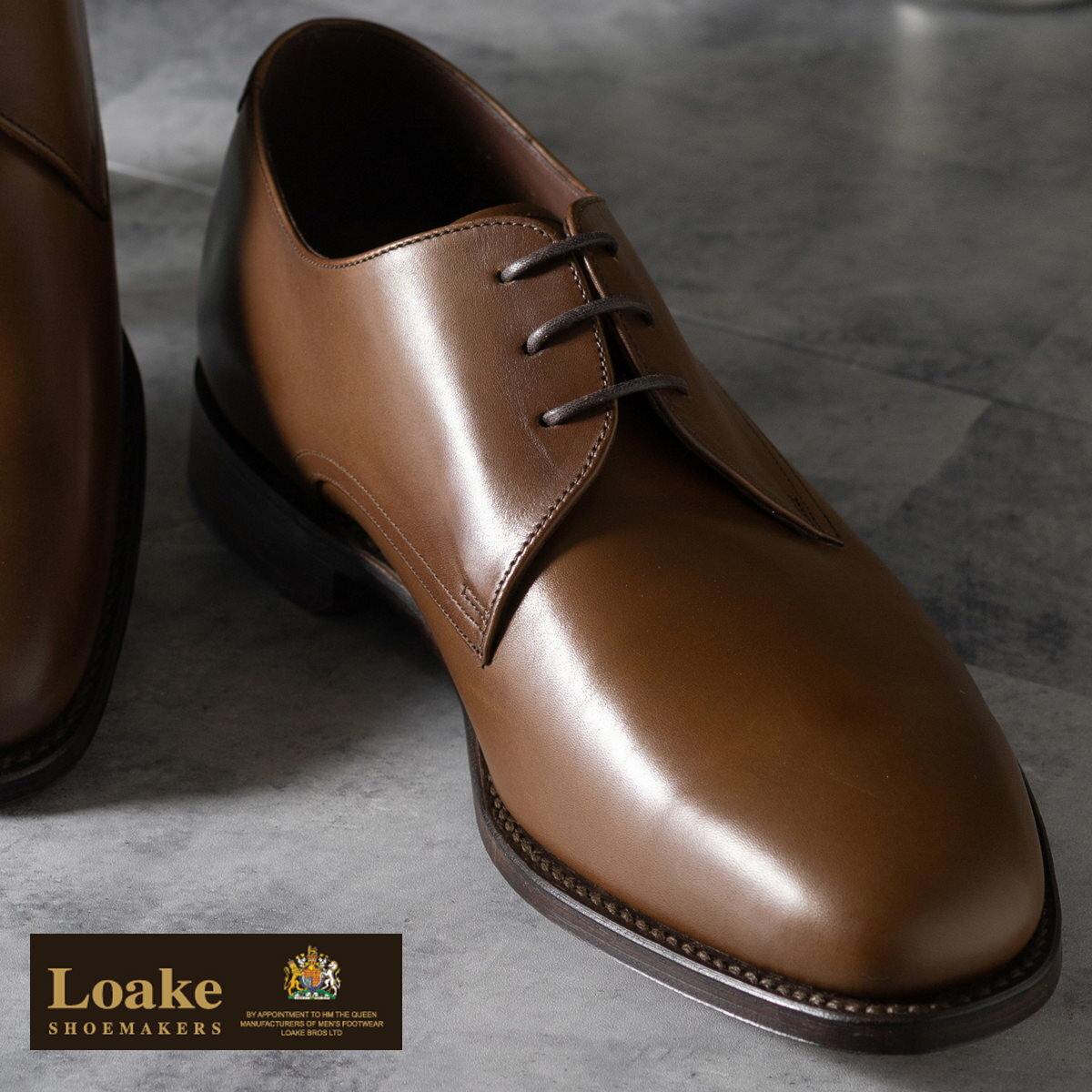 Loake England メンズ シューズ ロークイングランド 1880 プレーンダービーシューズ レザーシューズ 革靴 本革 DOWNING プレミアム F 3E ダークブラウン プレーントゥ シンプル 英国王室御用達 ビジネス フォーマル ギフト トラッ