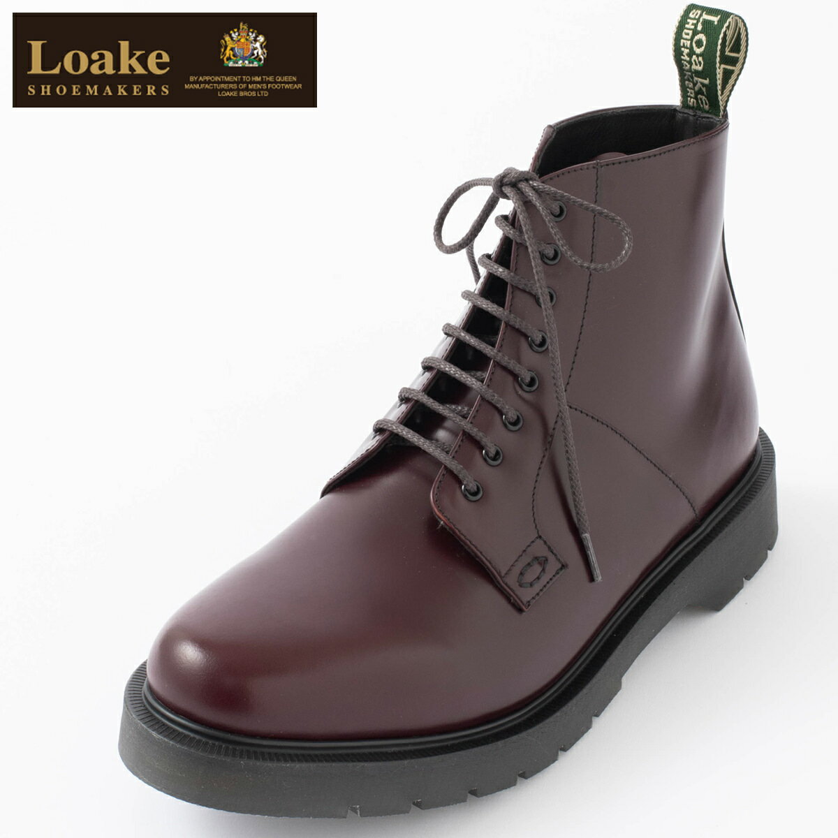 Loake England メンズ NIRO R ダービーブーツ 新作ロークイングランド 革靴 F 3E バーガンディー Heat Sealed PVC ギフト トラッド