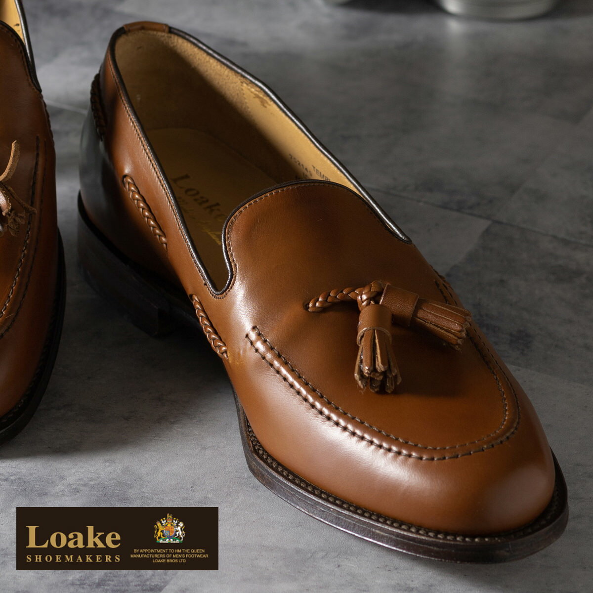 Loake England メンズ シューズ ロークイングランド 1880 タッセルローファー レザーシューズ 革靴 本革 TEMPLE プレミアム F 3E Uチップ ブラウン タッセル ビジネス フォーマル ギフト トラッド