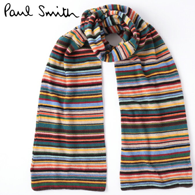 ポールスミス Paul Smith カシミヤ混 ニット マフラー マルチ 180×22cm ストライプ スカーフ メンズ イタリア製 モッズファッション ギフト トラッド