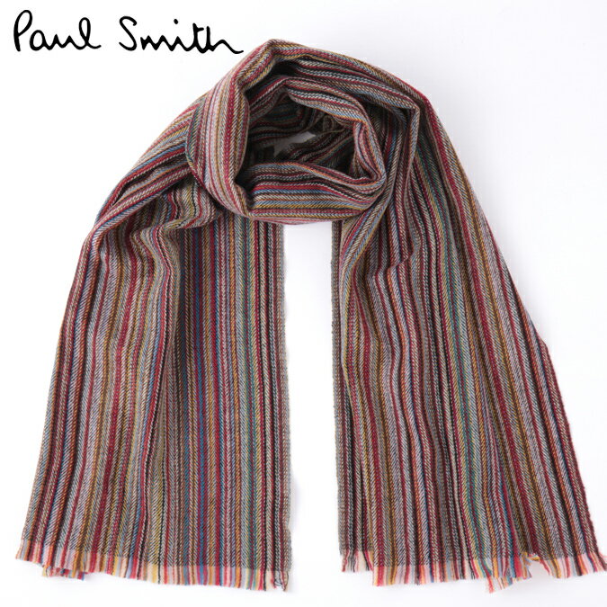 PAUL SMITH メンズ スカーフ ポールスミス マフラー ラムズウール ヘリンボーン マルチストライプ 大判 英国製 モッズファッション ギフト ロング 長い トラッド