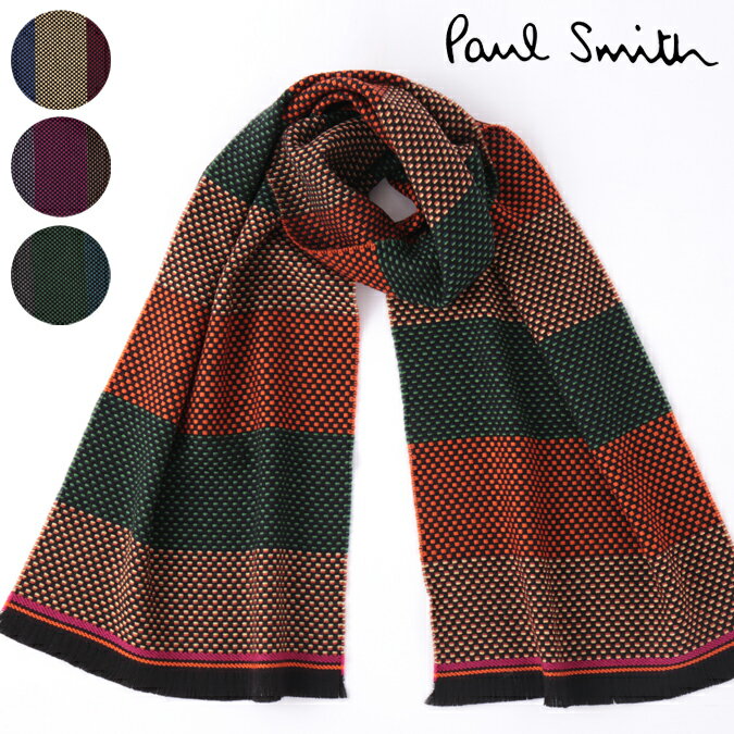 マフラー PAUL SMITH マフラー ポールスミス スカーフ ウール ポルカドット 174×34cm 4色 イエロー オレンジ ピンク グリーン メンズ モッズファッション イタリア製 ギフト トラッド