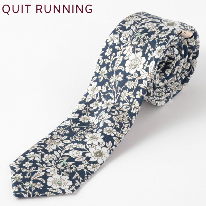 シルクネクタイ Quit Running フローラル フラワー 花柄 シルク ネクタイ ハンドメイド クイトランニング メンズ　英国ブランド ロック 個性的 音楽 男性向け ギフト 祝い 卒業式 トラッド