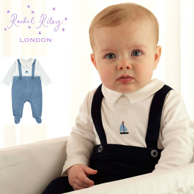 レイチェルライリー キッズ 子供服 肌着 ロンパース ストラップ 上下セット カバーオール Rachel Riley 2色 ネイビー ブルー 英国王室 Strap Rompers ギフト 誕生日 赤ちゃん