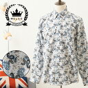 RELCO メンズ 長袖シャツ ペリズリーシャツ ペイズリー柄 ホワイト レルコ レトロ 上品 総柄 コットン モッズファッション ギフト プレゼント トラッド