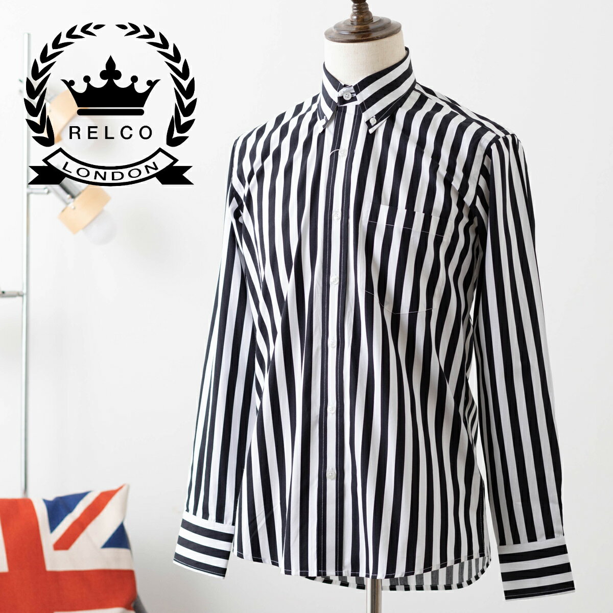 RELCO レルコ シャツ ストライプ シャツ レトロ 長袖 シャツ メンズ モッズファッション シャツ メンズ ギフト トラッド