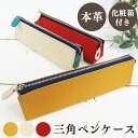 【マラソン300円OFFクーポン】ペンケース 三角ペンケース ファスナーペンケース 三角形 ファスナータイプ 本革 レザー 革 メンズ レディース ギフト 化粧...