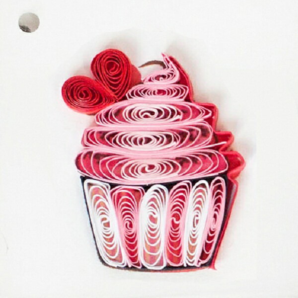 Quilling Card(クイリングカード) タグカード Pink Cup Cake 　ピンクカップケーキ