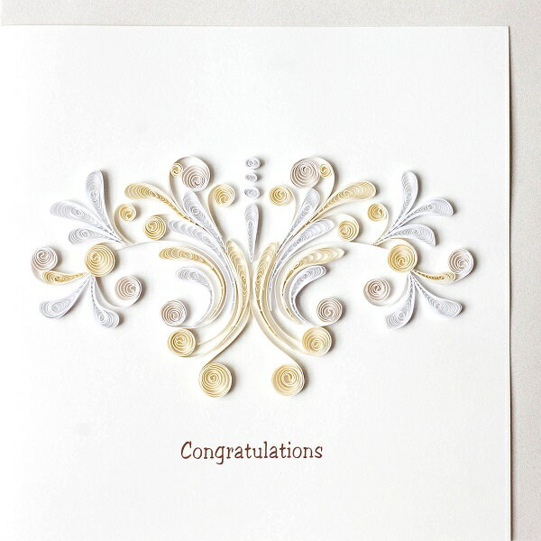 メッセージカード 結婚祝い Quilling Card(クイリングカード) グリーティングカード White Swirl 白い渦巻き模様