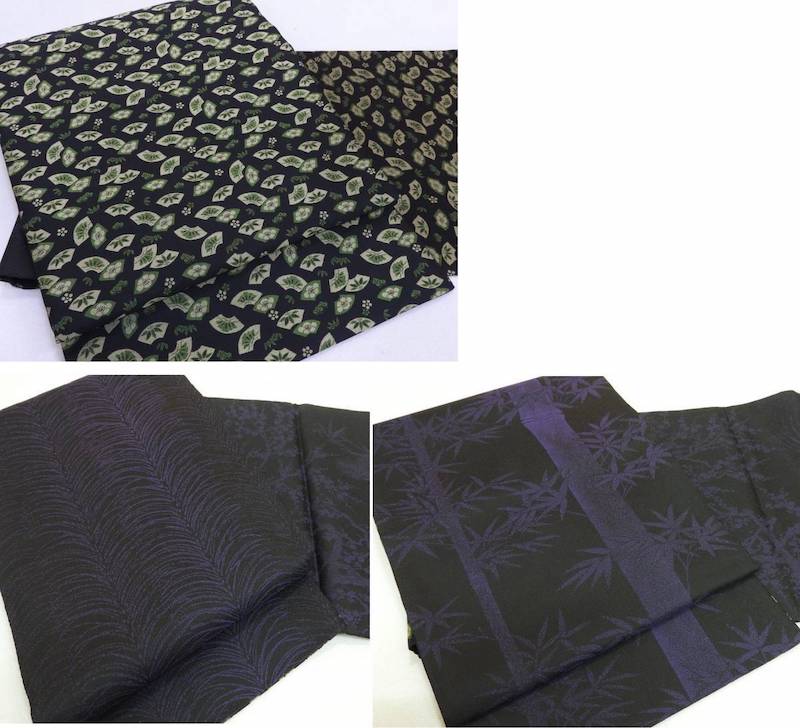 袋帯 絹芯仕立て 三面仕様 扇面 竹林図 袋帯 御仕立上(3128)l-y