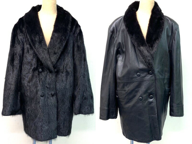 MINK Men s メンズ リバーシブル毛皮コート ブラックミンク realfur リアルファー ミディアム丈 着丈85cm 裾周囲138cm club藤 N433 l-y