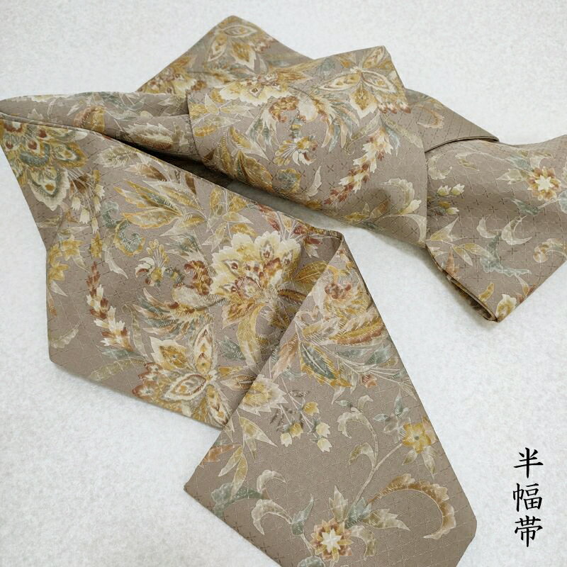 半幅帯 大人のカジュアル帯 オリエンタル更紗 両面染め 御仕立上り (3436)