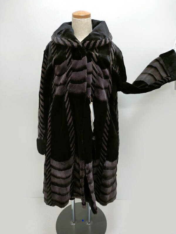 毛皮コート GuyLaroche コリンスキー realfur リアルファー ロング丈 着丈103cm 裾周囲190cm club藤(N855)l-y(4)