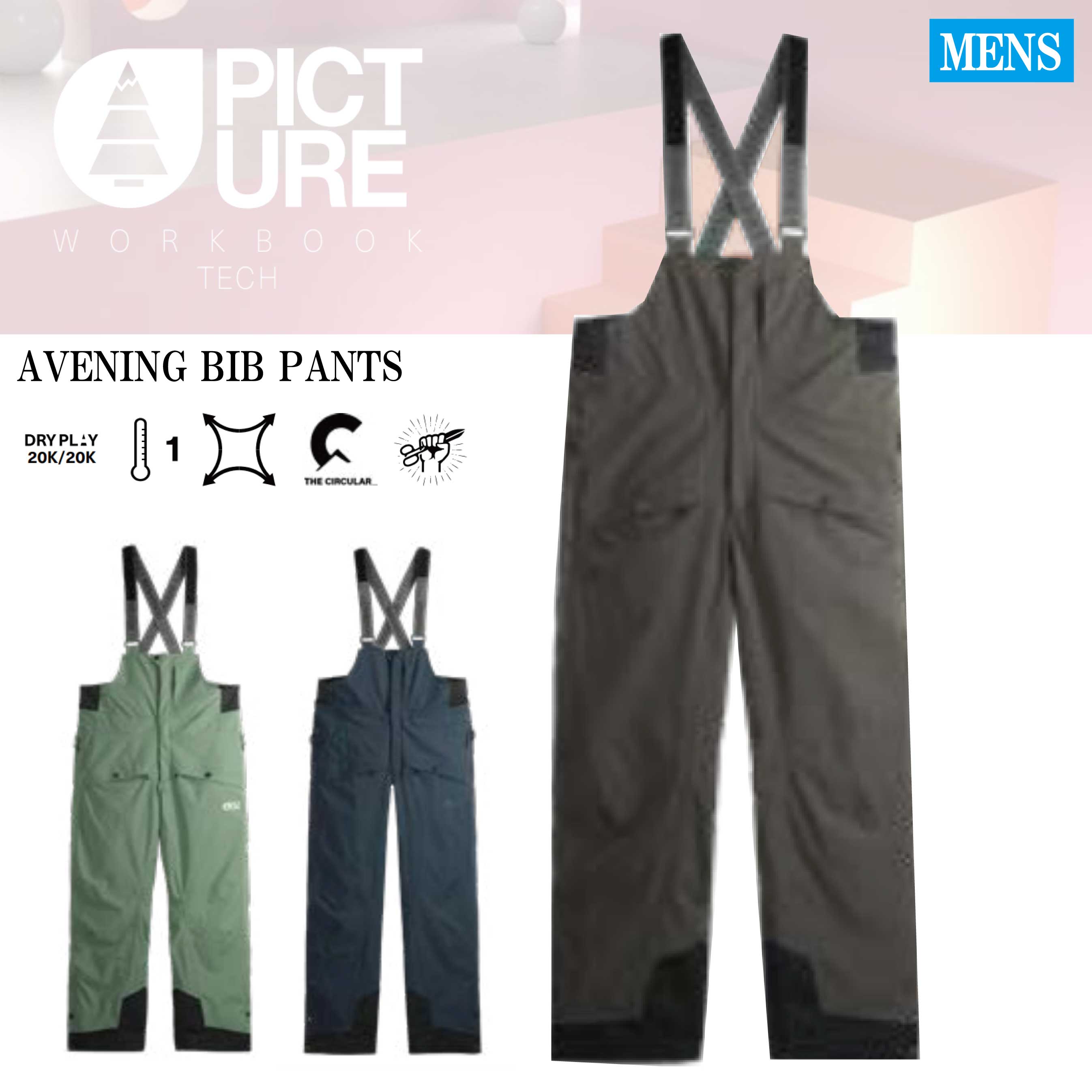 23-24 PICTURE AVENING BIB PANTS picture ピクチャー スノボウェア ウェア パンツ メンズ スノーボード スキー 2023-2024