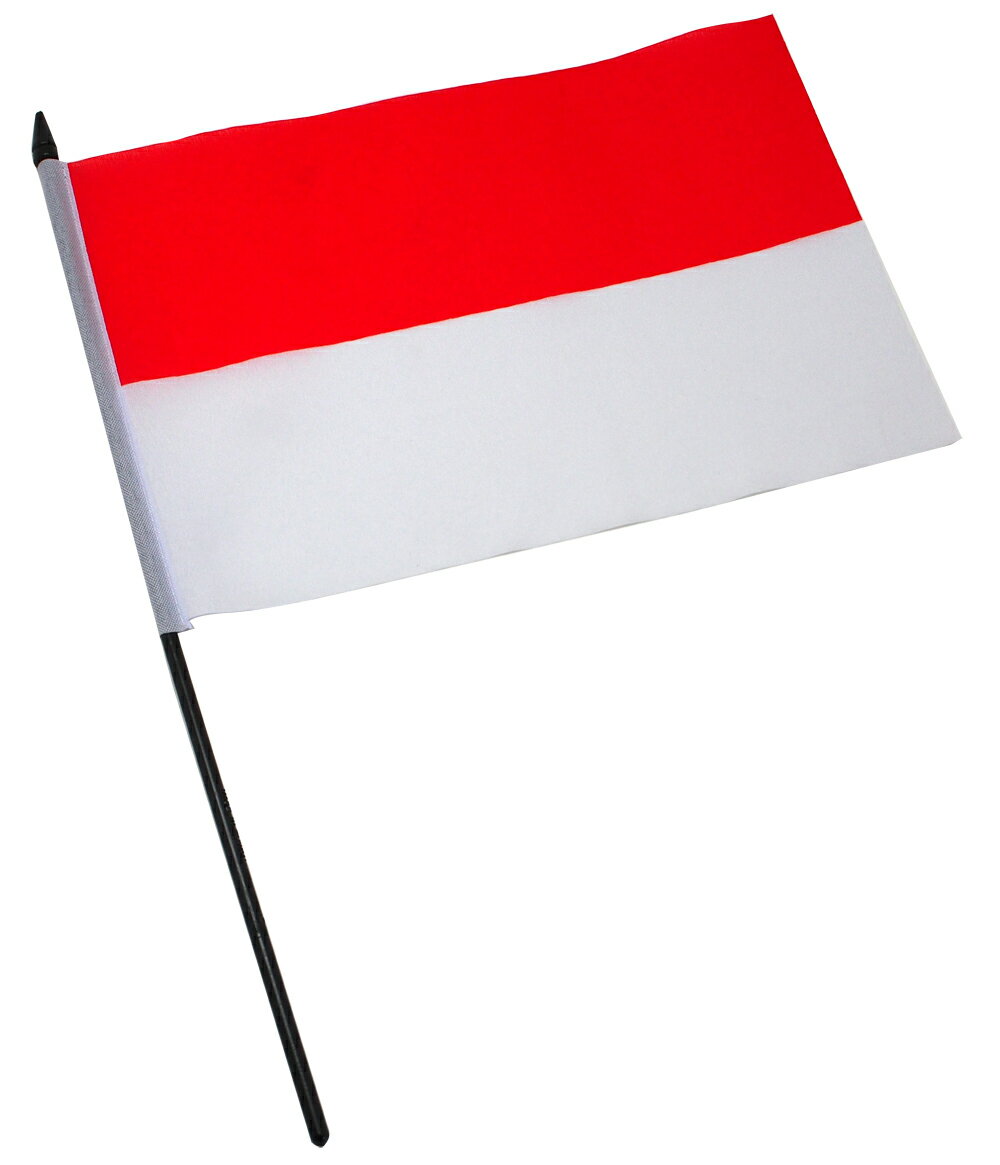 応援用 ハンディー フラッグ モナコ 国旗 15x22.5cm 小籏 ポール付き ホワイト レッド 白 赤