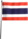 応援用 ハンディー フラッグ タイ 国旗 15x22.5cm 小籏 ポール付き ネイビー ホワイト レッド 紺 白 赤
