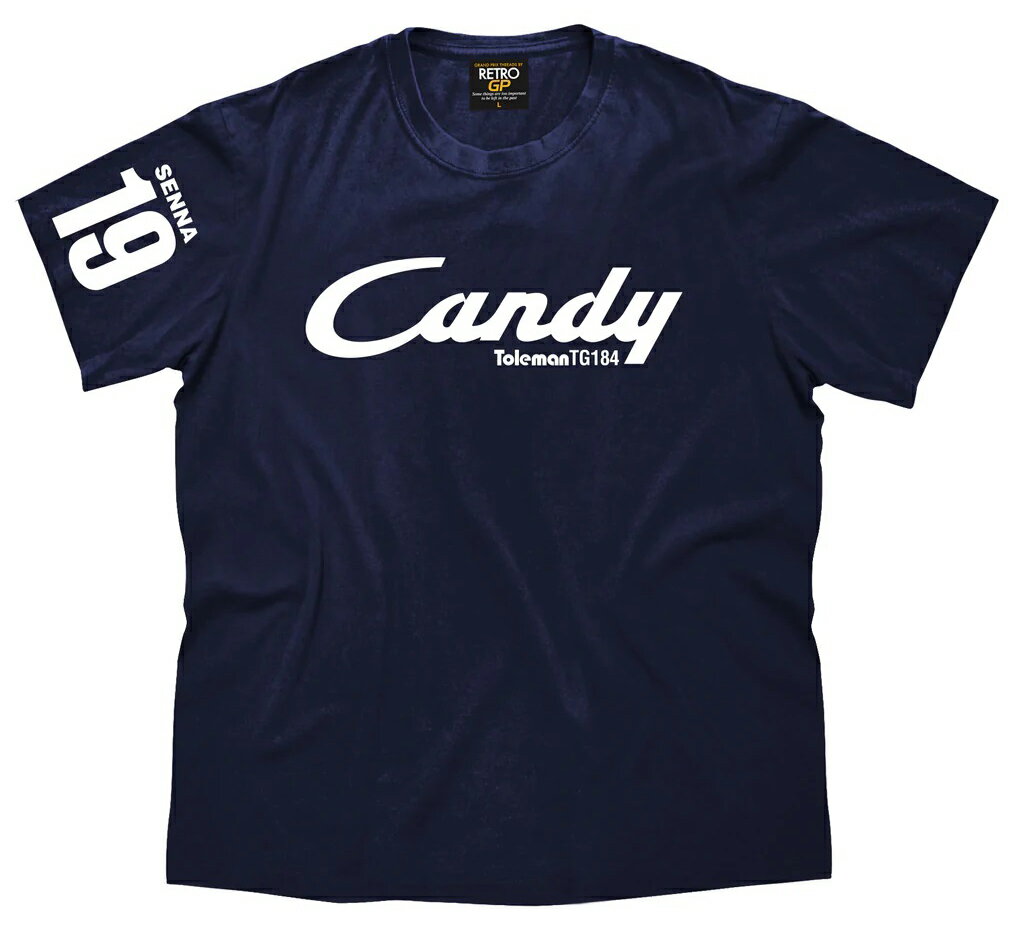 トールマン ハート チーム CANDY #19 アイルトン セナ Tシャツ ネイビー 紺 半袖 レトロ GP ウエア Formula 1 Candy Ayrton Senna オフィシャル