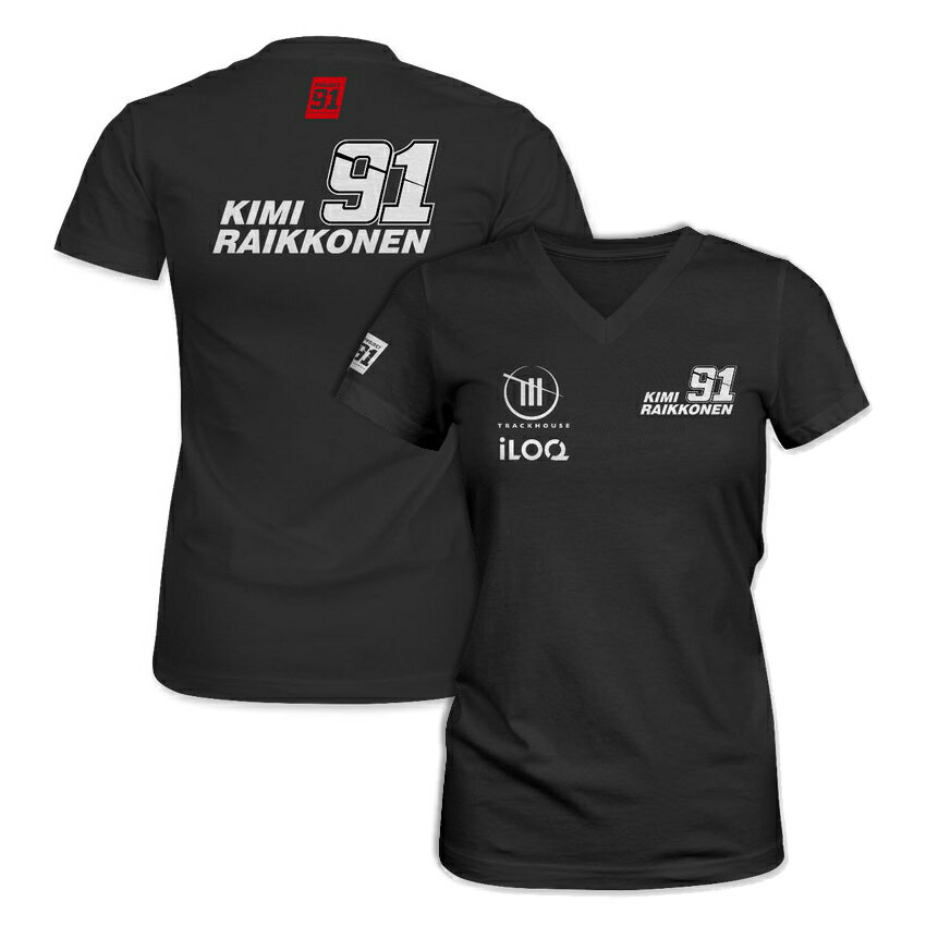 NASCAR キミ ライコネン オフィシャルプロジェクト「91」TRACK HOUSE レディース Tシャツ ブラック 黒 公式 オフィシャル