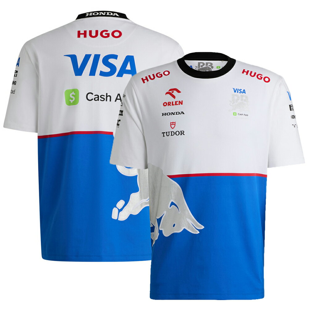 2024 VISA CASH APP RB レーシング ブルス F1 チーム 公式 レプリカ Tシャツ ホワイト ブルー 白 青 半袖 オフィシャル