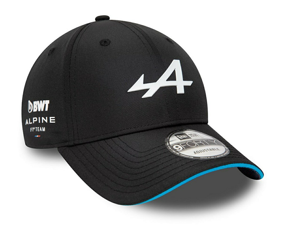 2023 アルピーヌ F1 チーム NEW ERA 9FORTY アジャスタブル ベースボール キャップ / ブラック ブルーライン 公式 F1 Alpine 帽子 黒 青