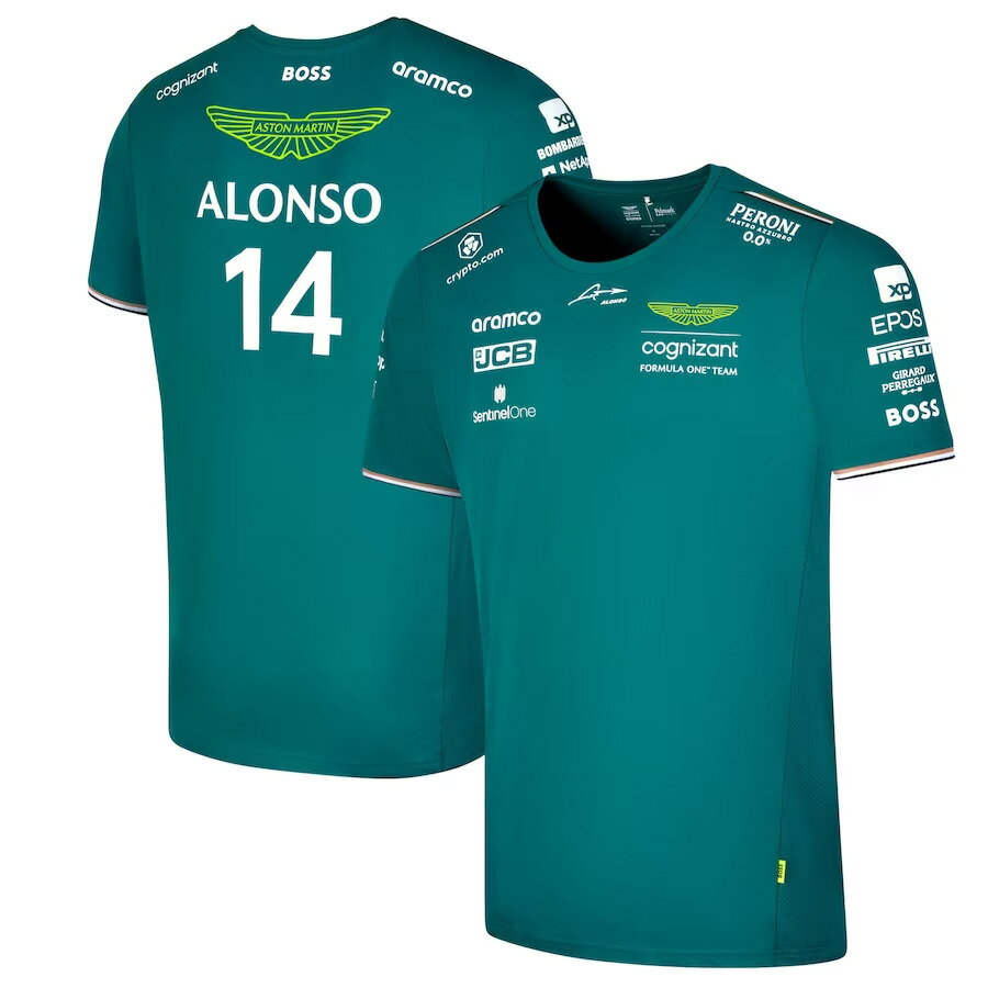 2023 アストンマーチン アラムコ コグニザント F1 チーム オフィシャル フェルナンド アロンソ Tシャツ Aston Martin F1 グリーン