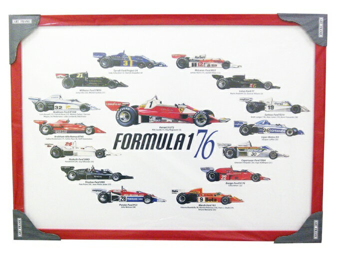 RETRO FORMULA レトロフォーミュラ F1 1976年 マシン ポスター 額装済 縦640mm 横890mm