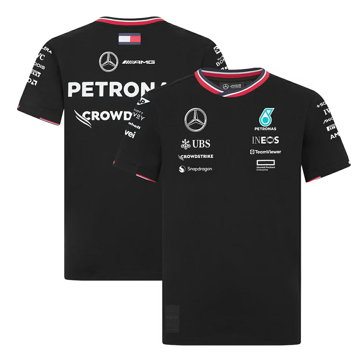 子供用 2024 メルセデス Mercedes AMG ペトロナス チーム Tシャツ ブラック