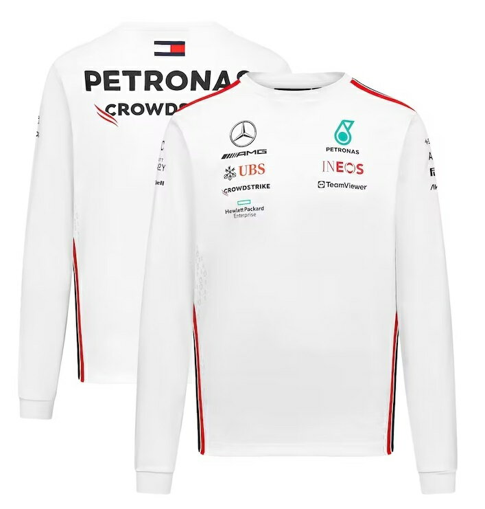 2023 メルセデス AMG ペトロナス チーム オフィシャル ロングスリーブ Tシャツ ホワイト F1 白 長袖