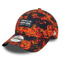 2024 オラクル レッドブル レーシング オフィシャル NewEra 9FORTY AOP ベースボール キャップ 帽子 オレンジ 柄 公式 F1 RedBull