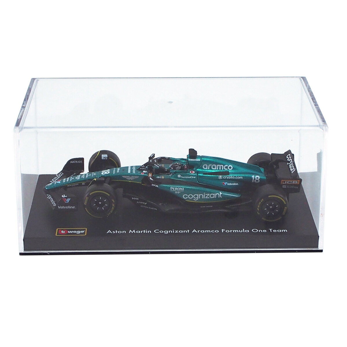 2023 ドライバー＆ケース付き ブラゴ 1/43 アストンマーチン アラムコ コグニザント F1 チーム AMR23 #18 ランス ストロール 18-38091LS